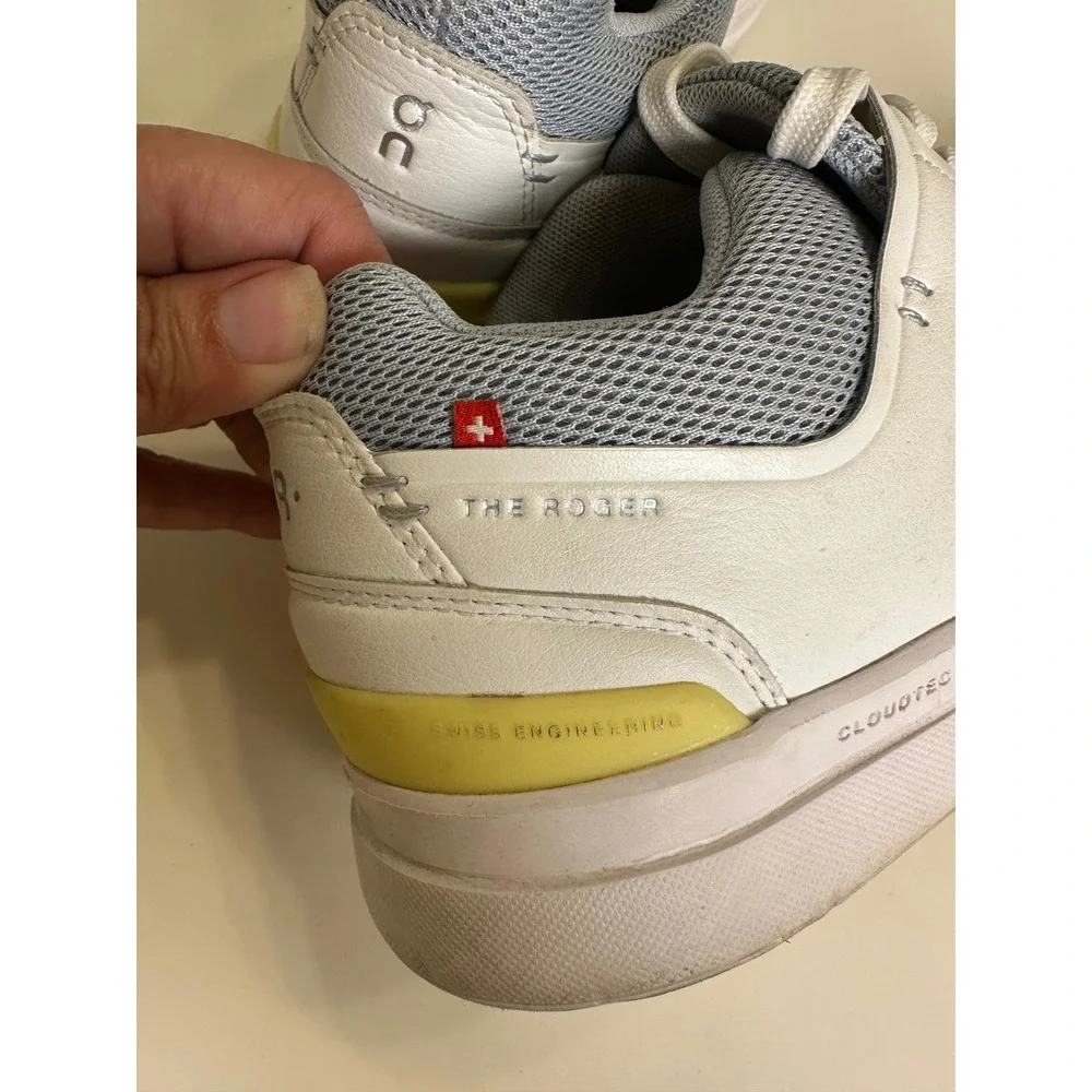 On Running THE ROGER Advantage Womens White Grey Yellow Sneakers 48.99148 Size 8